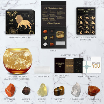 Leo Zodiac Crystals & Candle Holder Gift Set